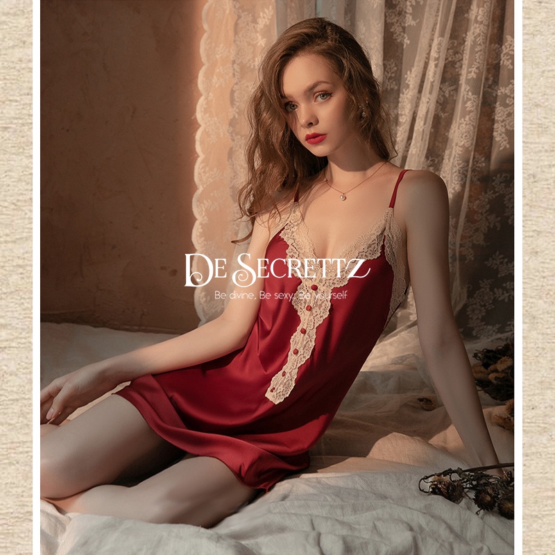 DeSecrettz QUINN Baju Tidur Wanita Dewasa Sexy, Includes Lingerie Sexy &amp; G String, Baju Tidur Sexy, Baju Haram Sexy, Baju Dinas Depan Suami, Baju Tidur Wanita Sexy, Lingerie Satin, Pakaian Dalam Wanita Sexy, Lingeri Seksi, Lingerie Murah, Sexy Lingerie