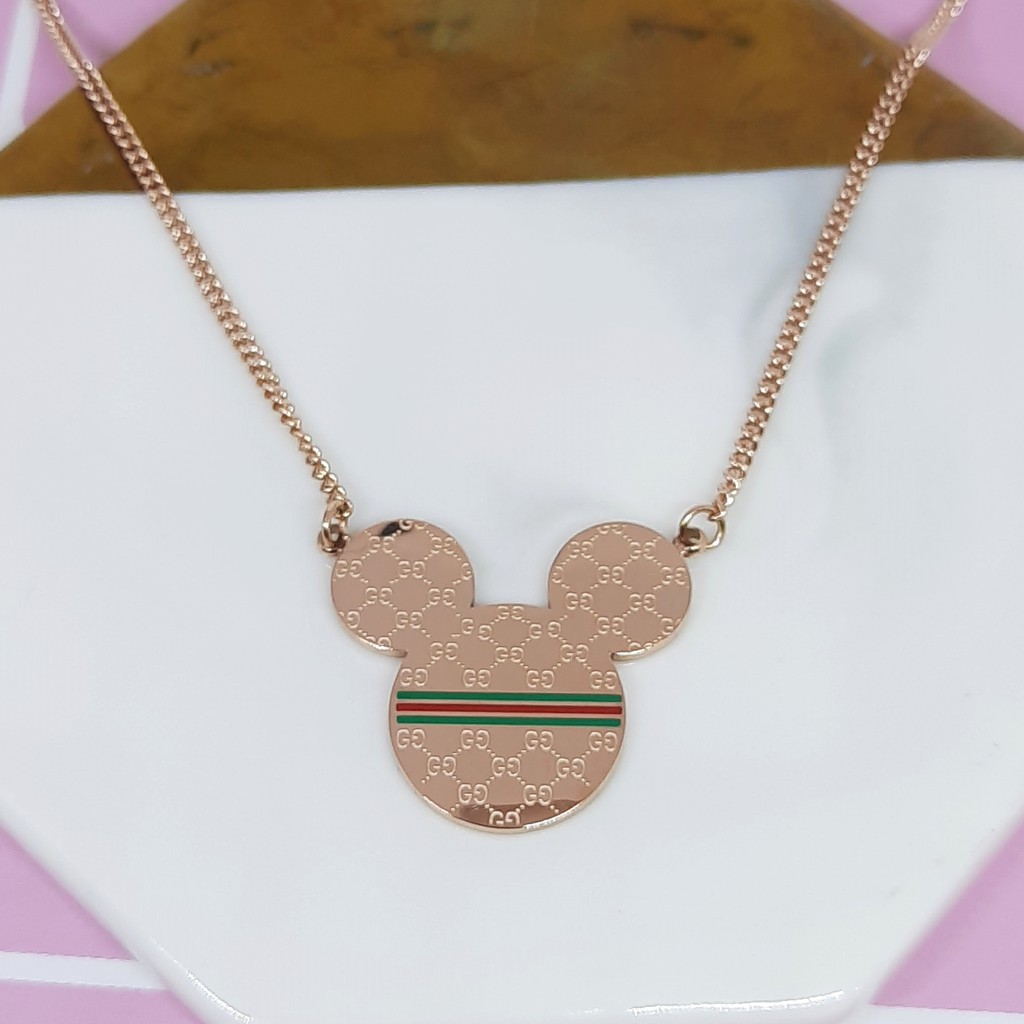 Kalung Fashion Branded Titanium Mouse Head Gold Rose Gold - BN431