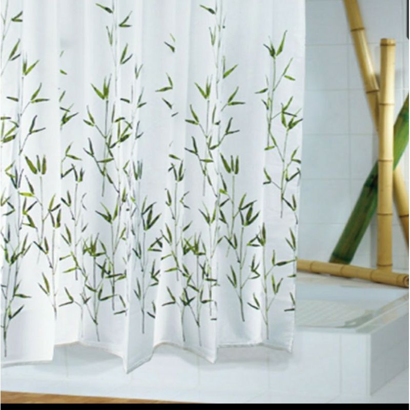 Tirai Kamar Mandi Shower Curtain Polos Motif Bambu Minimalis Kualitas Tinggi