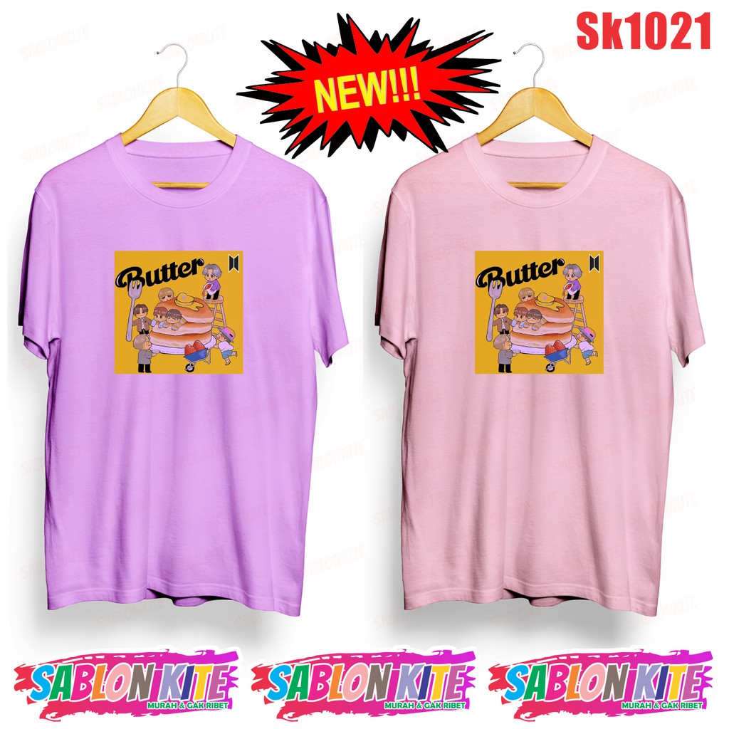 MURAH!!! KAOS KPOP KARTUN BUTTER SK1021 ADA 8 WARNA UNISEX COMBED 30S