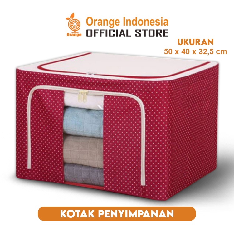 WHI Kotak Penyimpanan Multifungsi Organizer Serbaguna Storage Box 66L Double Zipper Frame Baja Large Besar Multifungsi Termurah