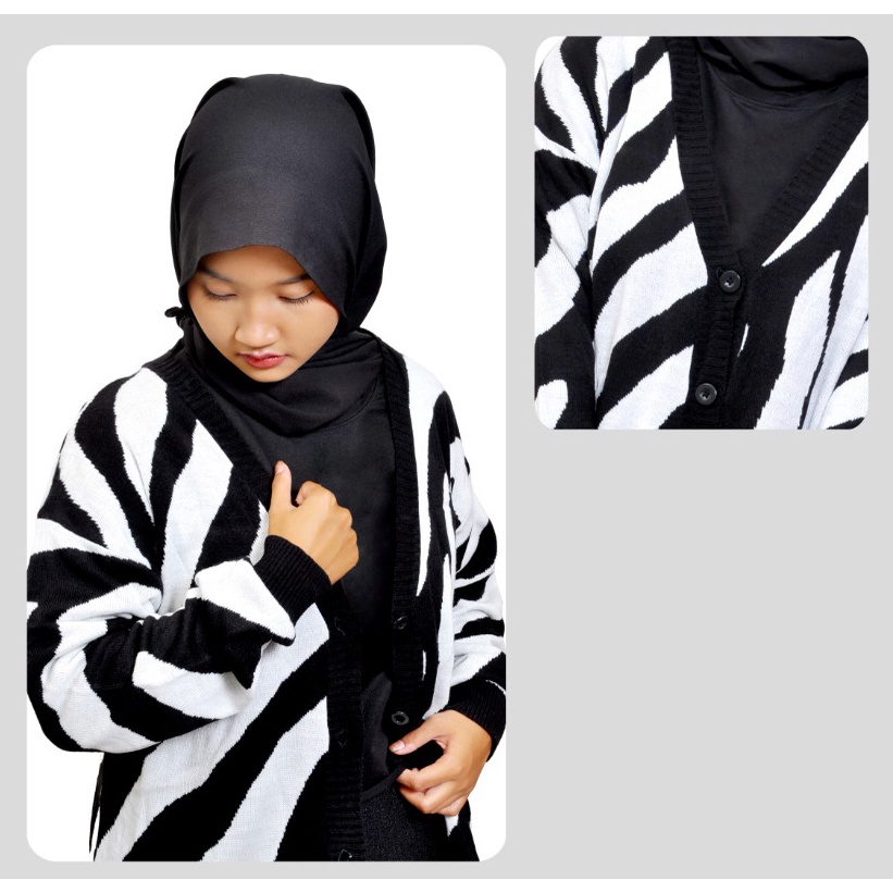 TokoMilkan - Cardigan rajut PREMIUM ZEBRA CARDY Rajut Komputer Wanita