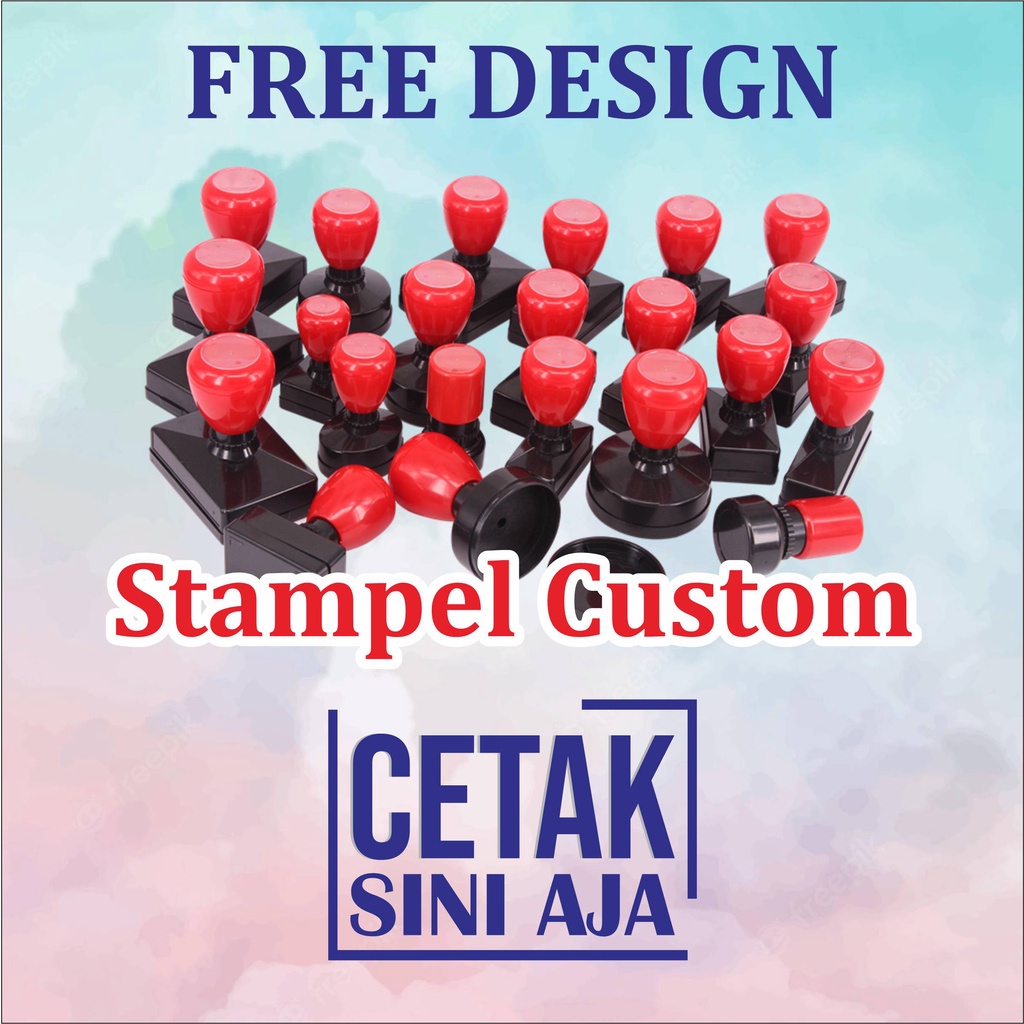 Cetak Stempel Custom Desain, Perusahaan, logo, nama TTD, lunas stample flash