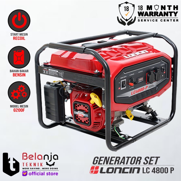 LONCIN LC4800-P Generator Bensin 2500 Watt, Desain Modern dengan Motif Carbon