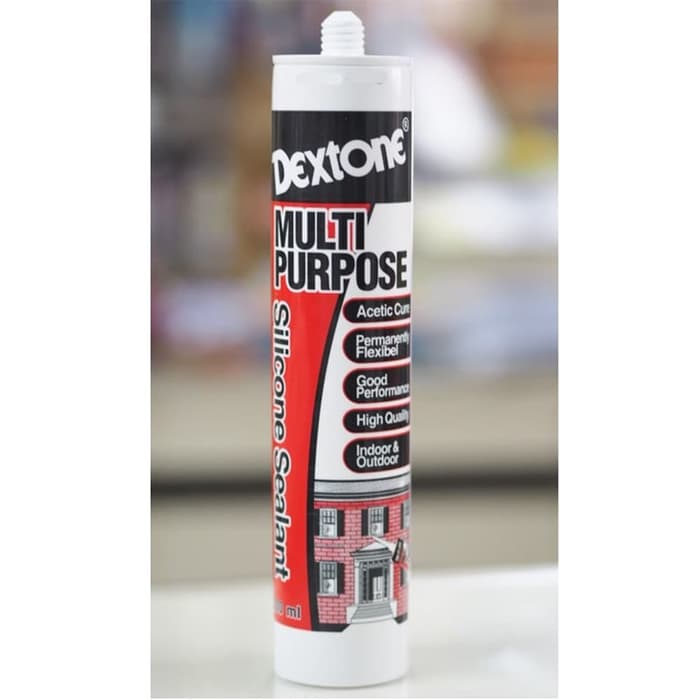 Dextone Lem Silicone Sealant / Lem Kaca Akuarium Aluminium 300 ML Warna Hitam, Putih, Bening