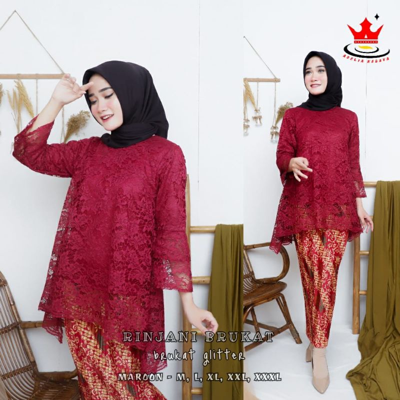 IndahKebaya | SET KEBAYA JUMBO / PESTA / PERNIKAHAN / KEBAYA MUSLIM MODERN MIX ROK PLISKET/ KEKINIAN