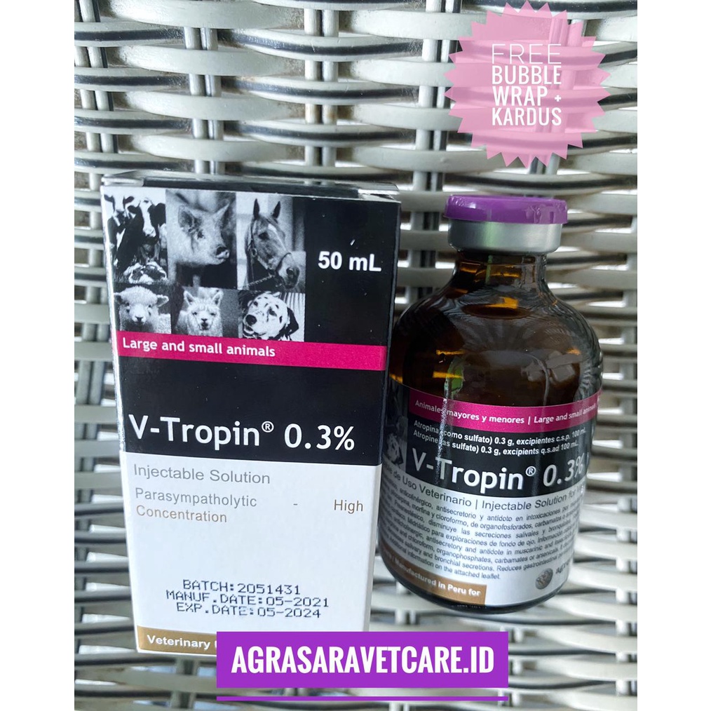 V TROPIN 0.3% 50 ml - AtropinHewan Sapi Anjing Kucing Kambing Vitropin