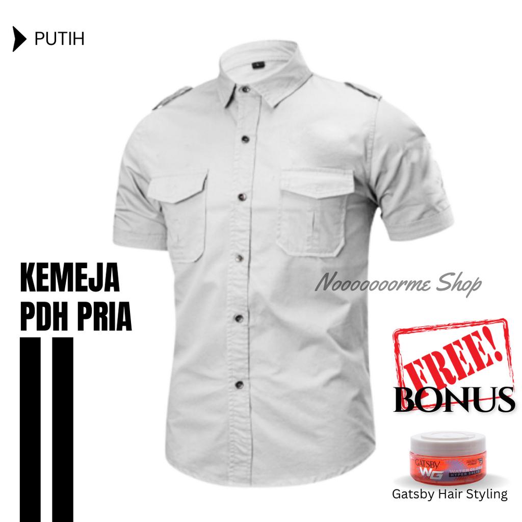 FREE GATSBY - Jual Baju PDH Pria Putih Polos Lengan Pendek Jumbo M L XL XXL XXXL XXXXL 3L 4L 5L - Ke