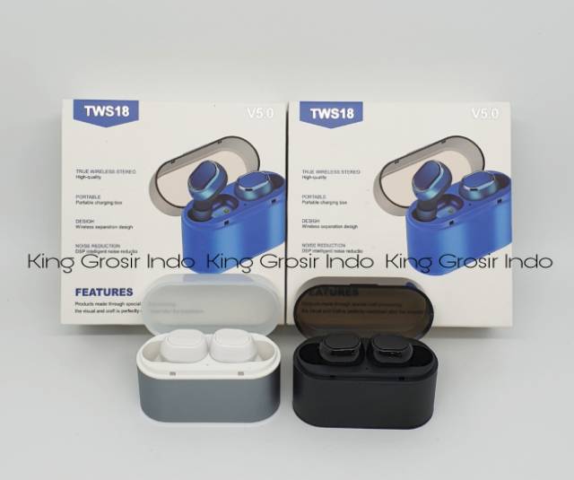 Headset Bluetooth Sport Air TWS18 Wireless Earphone TWS 18 Versi 5 Auto Pairing