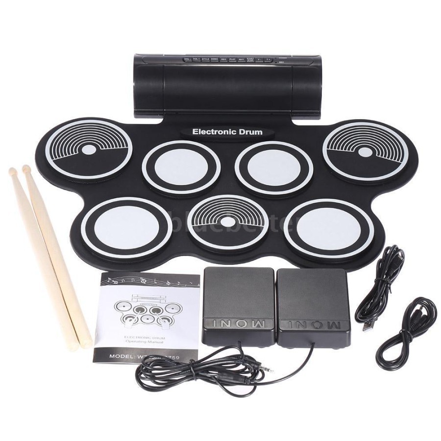 Portable Roll Up Drum Pad Set Kit with Built-in Speaker (No CD) good