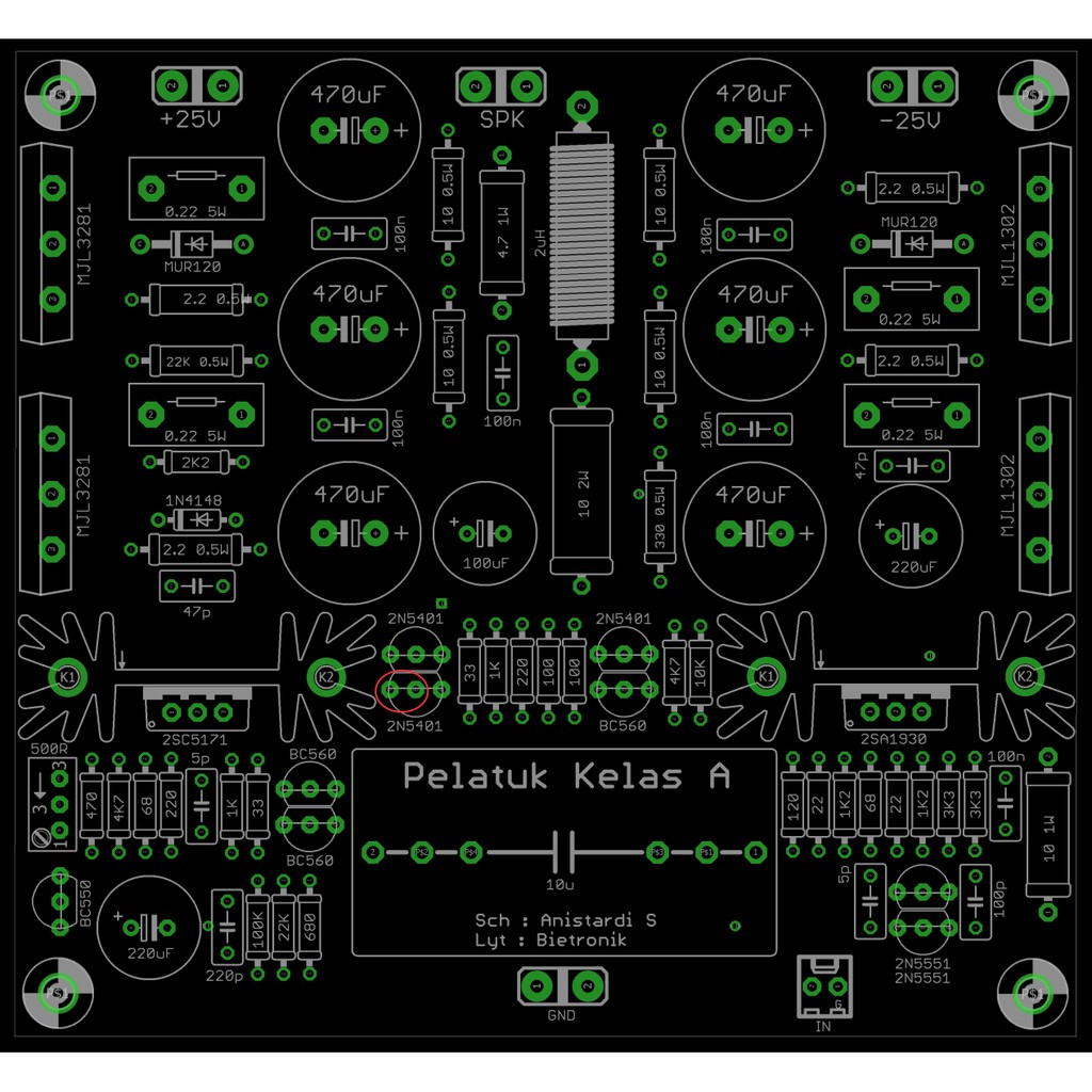 PCB Pelatuk Class A Amp Dauble layer