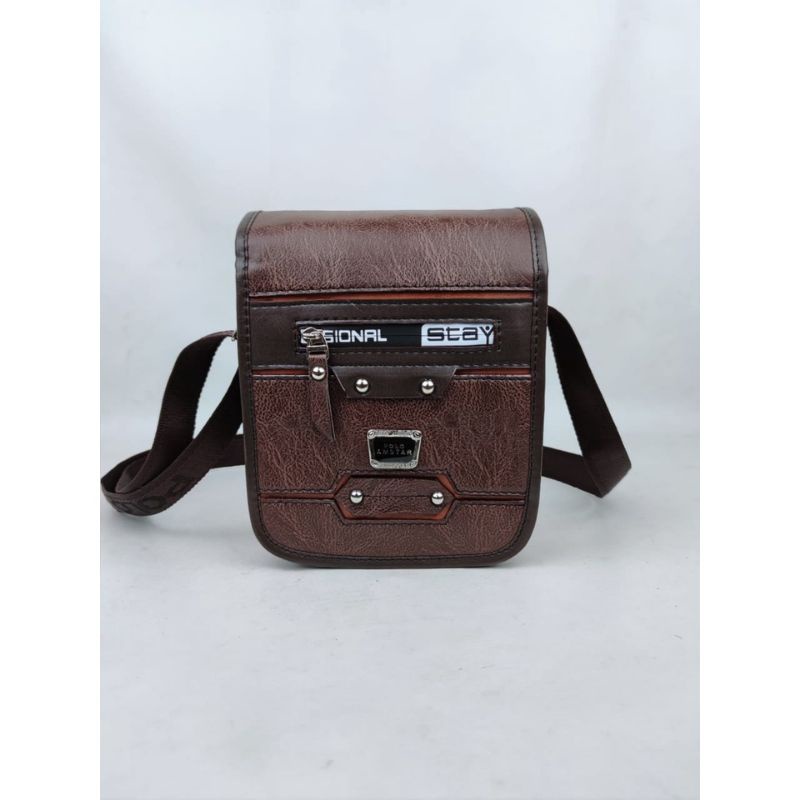 Tas Selempang Pria Kulit PU Leather Polo Amstar  8 Inchi Tas Pria Tas Polo Tas Selempang Terbaru Tas Selempang Waterproof