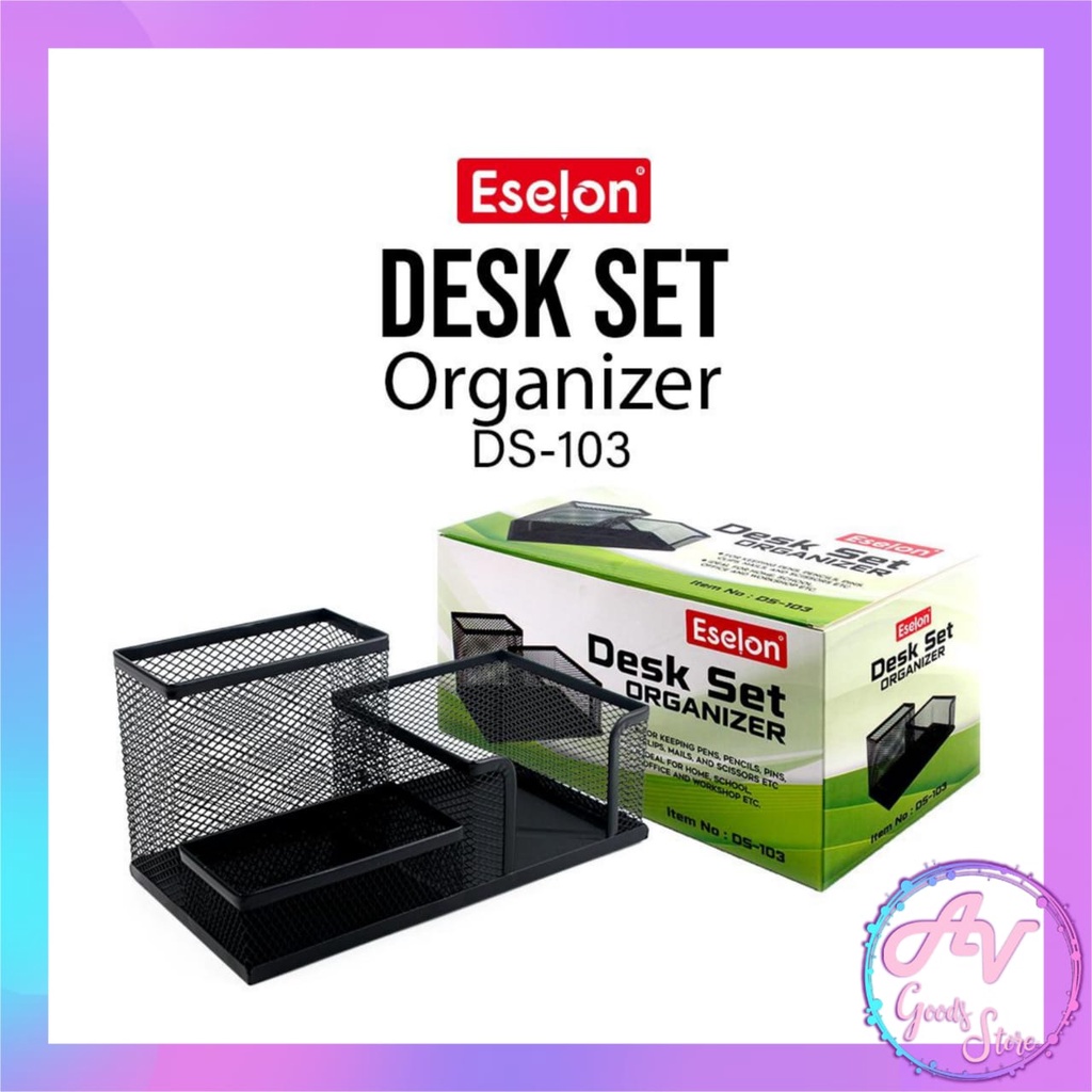 Desk Organizer Set / Desk Set / Tempat Alat Tulis Jaring Besi / Rak Alat Tulis