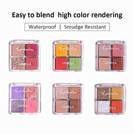 DB Mini Eyeshadow Lameila 4 Warna Pigmented Eyeshadow Korea 4 Color Lameila Eyeshadow Korean Eyeshadow