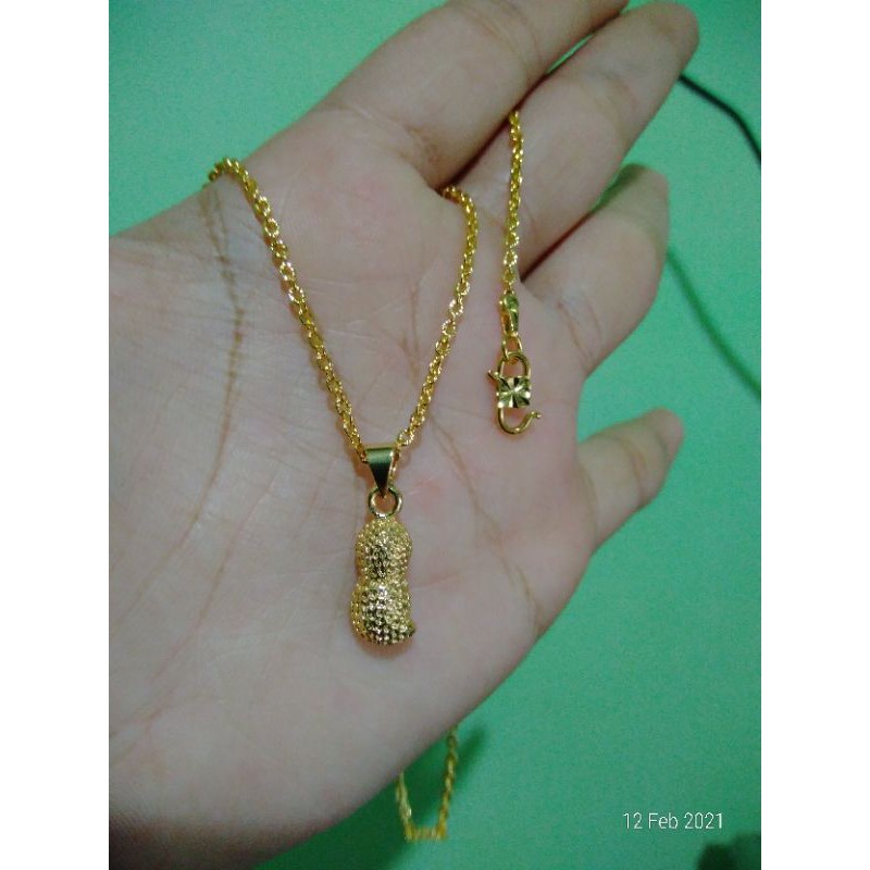 kalung Nuri kecil kacang anak 35cm dan dewasa 45cm dan 50cm lapis emas 24 k