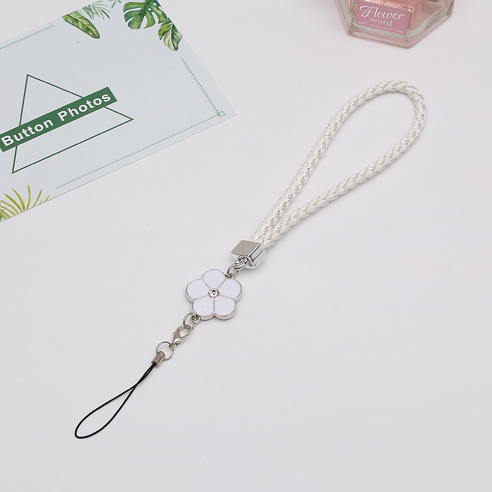 Quinton Tali Lanyard Handphone / Kunci Bahan Kulit Motif Bunga Warna-Warni