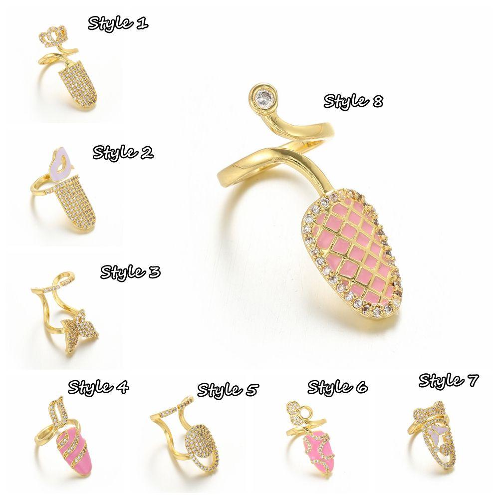 Suyo Cincin Kuku Statement Fashion Desain Sederhana Zirkon Pelindung Kuku