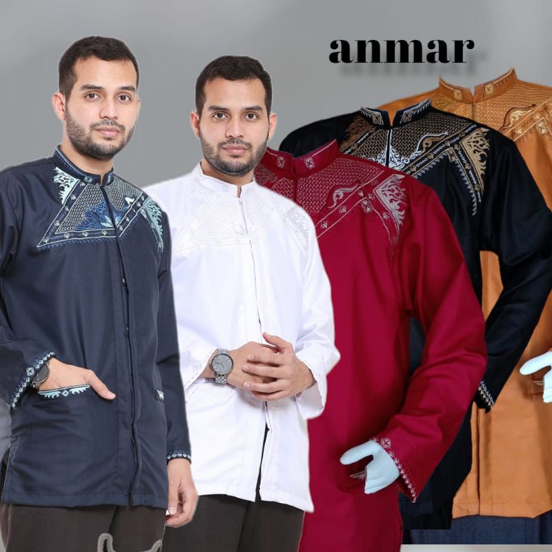 KOKO ANMAR BORDIR KATUN PREMIUM WARNA LENGAN PANJANG SAKU DEPAN ALKHATIB COLLECTION DEWASA S M L XL 