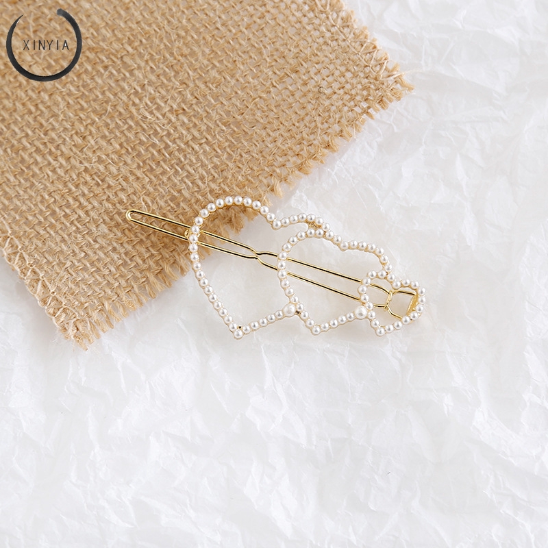 Jepit Rambut Mutiara Geometris Klip Wanita Korea Hairclip Hairpin