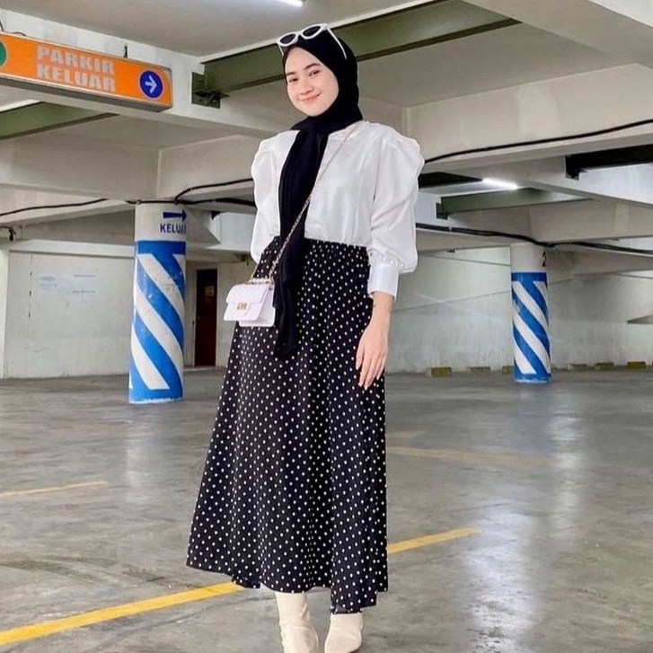 ROK POLKA / ROK SPAN MOTIF POLKA SKIRT  / ROK MOTIF