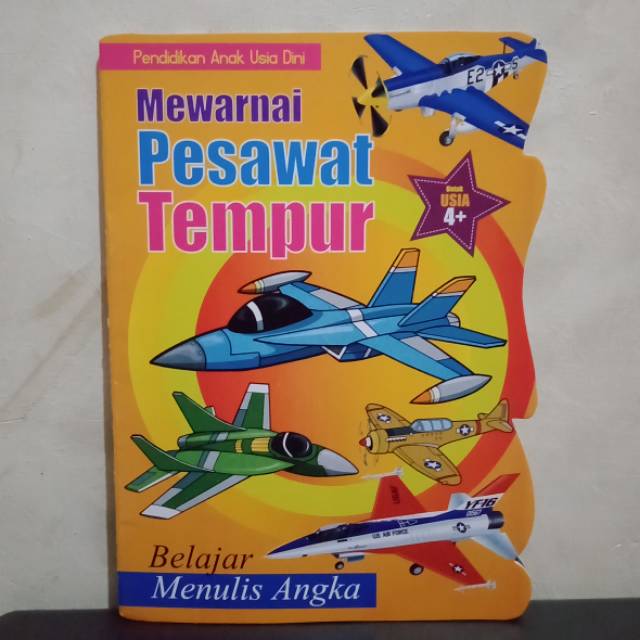 Buku Seri Paud Mewarnai Pesawat Tempur Dilengkapi Belajar Menulis Angka Shopee Indonesia