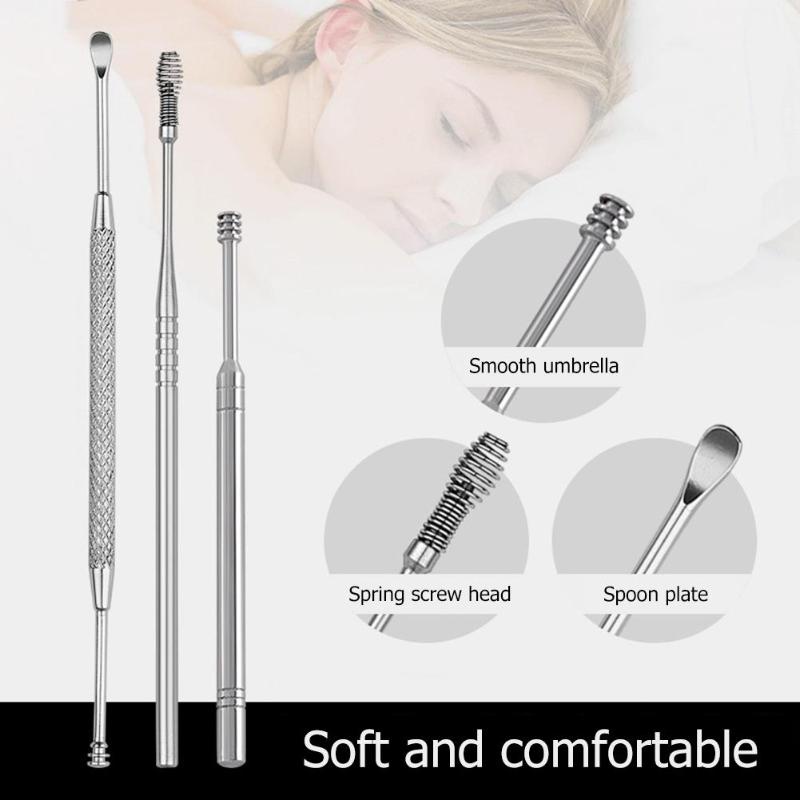 Pembersih Telinga Korek Kuping Ear Wax Picker 7 PCS - JC7 - Silver