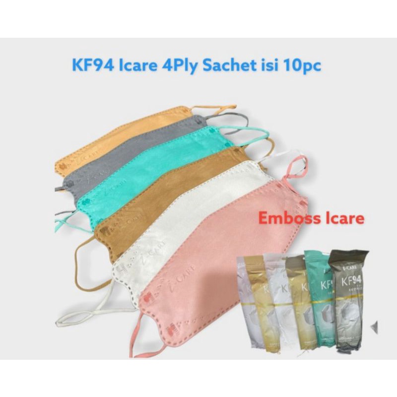Masker KF94 i-Care 4D Real 4ply Premium Quality Sachet isi 10pcs