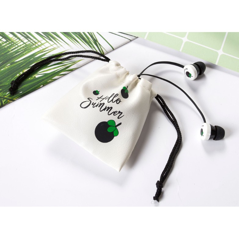 [A-94] Headset Earphone POUCH SERUT Motif BUAH-BUAHAN / Earphone + Wadah Headset POUCH BUAH Fruits