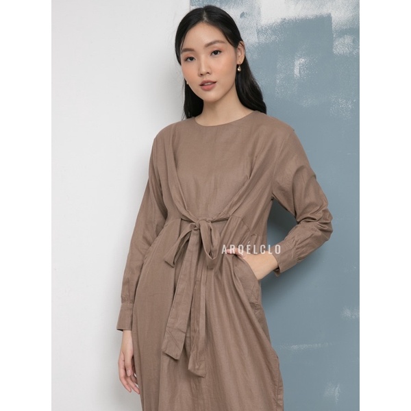 Arqelclo 예지 Yae-Ji Dress Arqelclo - Maxi Dress with Rope - READY STOCK-Cocoa Brown