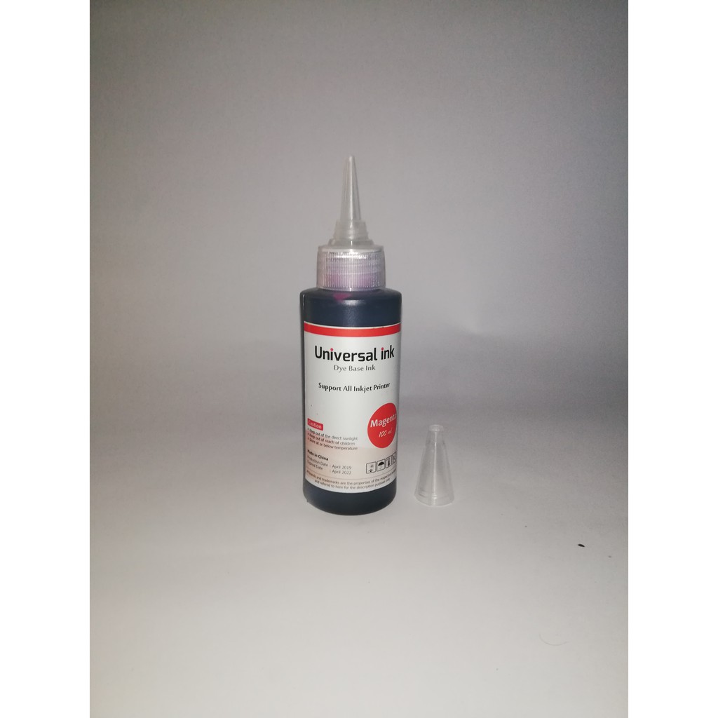 Tinta Refill Universal Ink Magenta merah 100ml Tinta Dye Base Tutup Model Kerucut