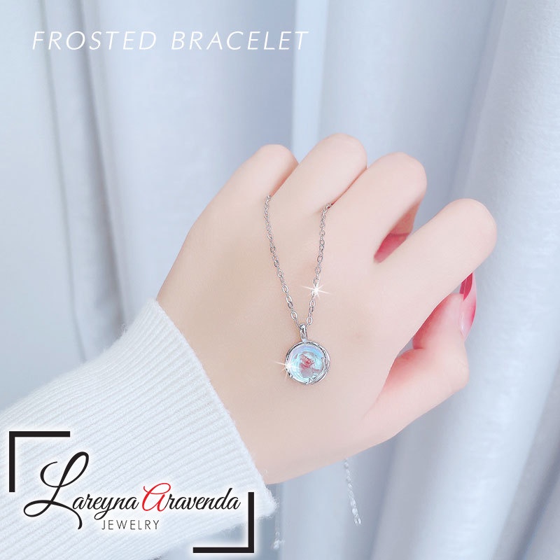 Lareyna Aravenda Kalung Titanium + Liontin Wanita Model MultiBlue Planet KL030