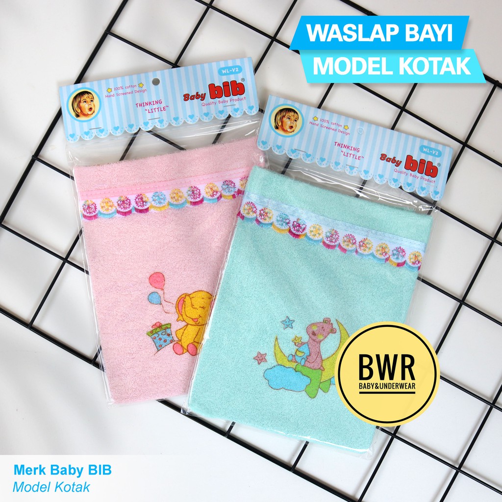 Waslap Bayi Baby BIB Kotak | Waslap Tangan Mandi Bayi Kain Lembut Model KOTAK || Bwr IX