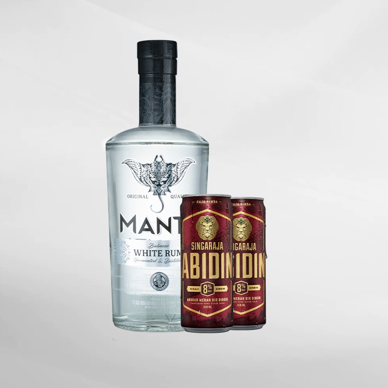 Promo Bundling Manta White Rum 700 ml + 2 Kaleng Singaraja Abidin ( Original &amp; Resmi By Vinyard)