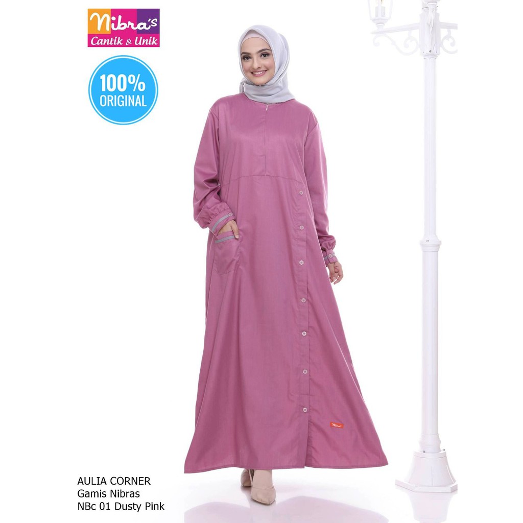 Busana Muslim Gamis Terbaru Nibras Nbc 01 Dusty Pink ORIGINAL Baju Gamis Model Terbaru 2019