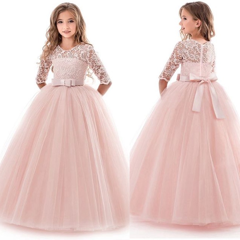 Flower Girl Dresses Pernikahan Tulle Panjang Putri Fancy Anak Gaun Formal Gaun Bayi Anak-anak