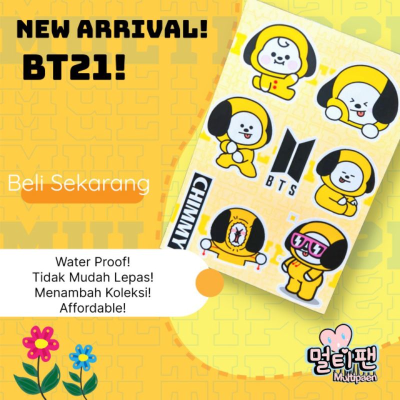 Sticker BTS BT21 CHIMMY kuning / premium sticker character bts vynil waterproof anti air + cutting
