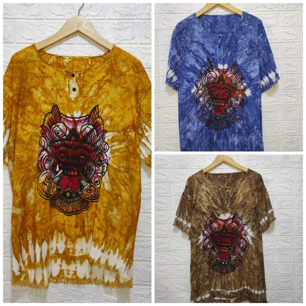 Paket Hemat 3PCS  Baju Barong Bali Pria dan Wanita Abstrak Hitam |Baju Bali| Baju Pantai-Baju T Shir