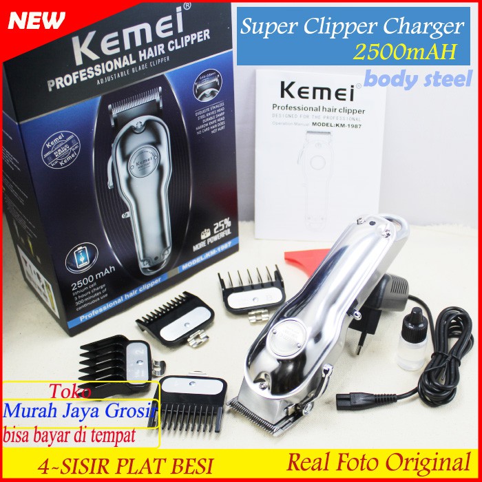 Kemei KM 1987 PERAK Alat Mesin  Cukur  Rambut  Cordlless  Kemei KM 1987 PERAK Alat Mesin  Cukur  Rambut  Cordlless