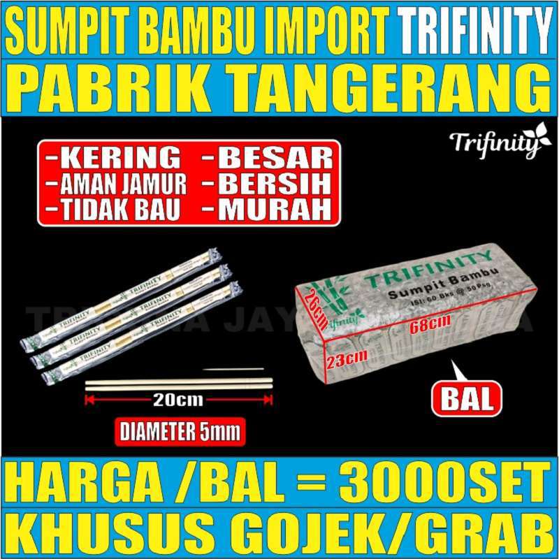 Sumpit Bambu Besar n Tusuk Gigi Higienis n Tusuk Sate Per Dus Trifinity Gjk