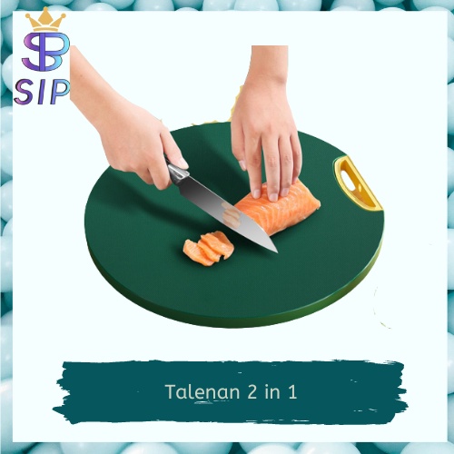 talenan bulat 2 in 1 tebal anti jamur cutting board green