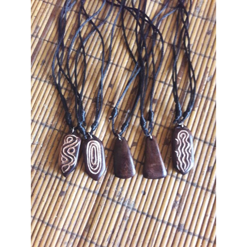 tasbih kalung bandul polos kayu galih asem benang tali/ aksesoris kalung bandul no ukir