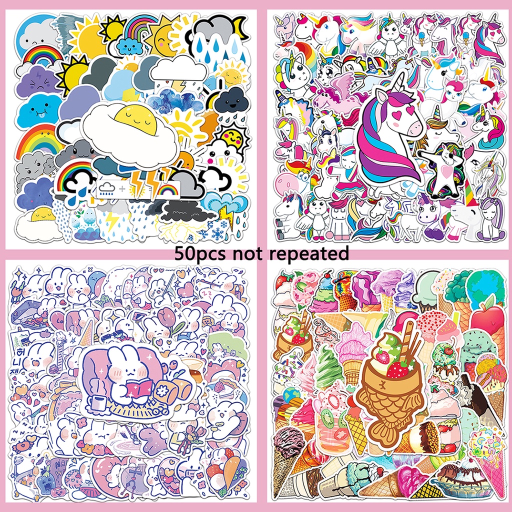 50 PCS Sticker LOGO Graffiti Sticker Vinyl Laptop Waterproof DIY HP motor helm mobil ipad tablet stiker hp aesthetic