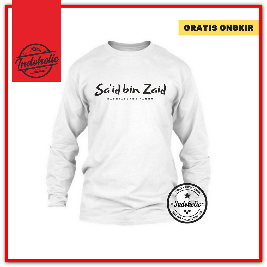 Indoholic Atasan Baju Kaos Distro Kaos Lengan Panjang Kaos Dakwah Kaos Muslim Pria Wanita Combed 100% Said Bin Zaid