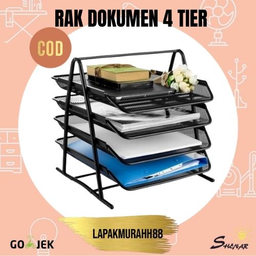 DOKUMENT TRAY 4 SUSUN / RAK KERTAS DOKUMEN MEJA KANTOR RAK ORGANIZER / RAK SURAT WADAH KERTAS MULTIFUNGSI / RAK PENYIMPANAN SURAT