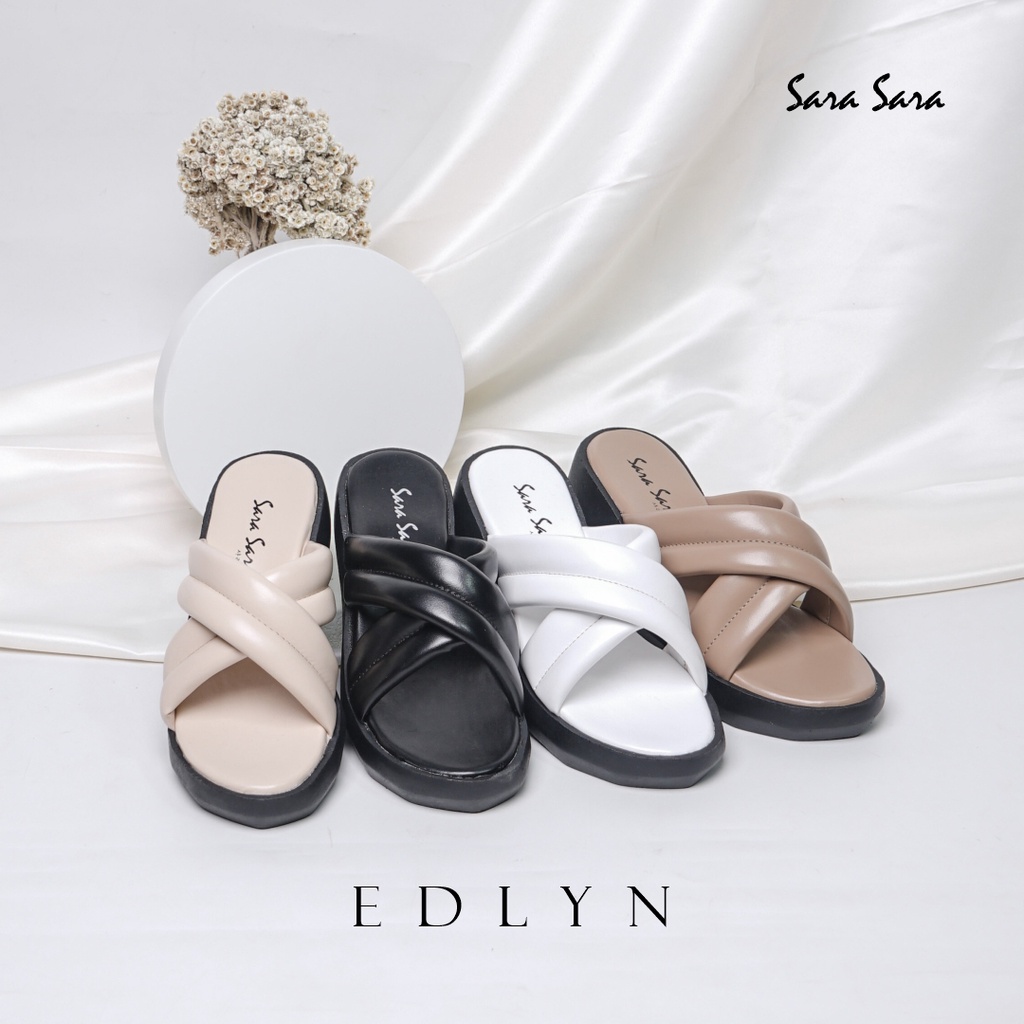 Sara Sara EDLYN Sandal Wedges Wanita sandal tinggi model silang sandal empuk terbaru