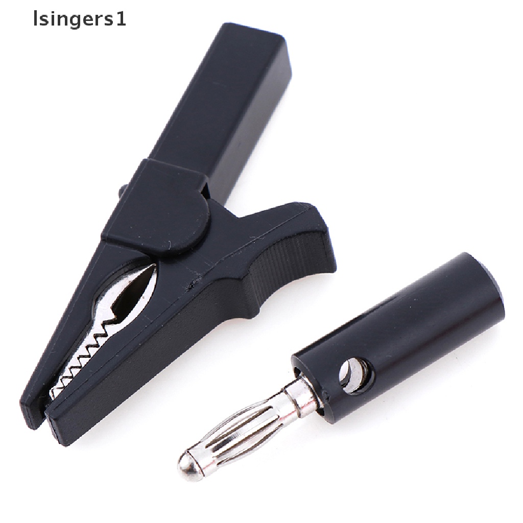 (lsingers1) 2pcs Klip Buaya 55mm Dengan 2pcs plug banana 4mm Warna Hitam + Merah