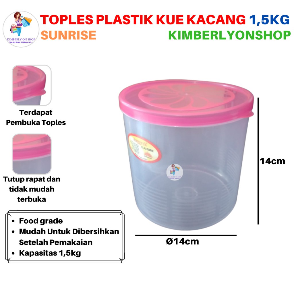 Kimberlyonshop Toples Sealware Plastik Anggrek Tempat Makan1,5kg Sunrise