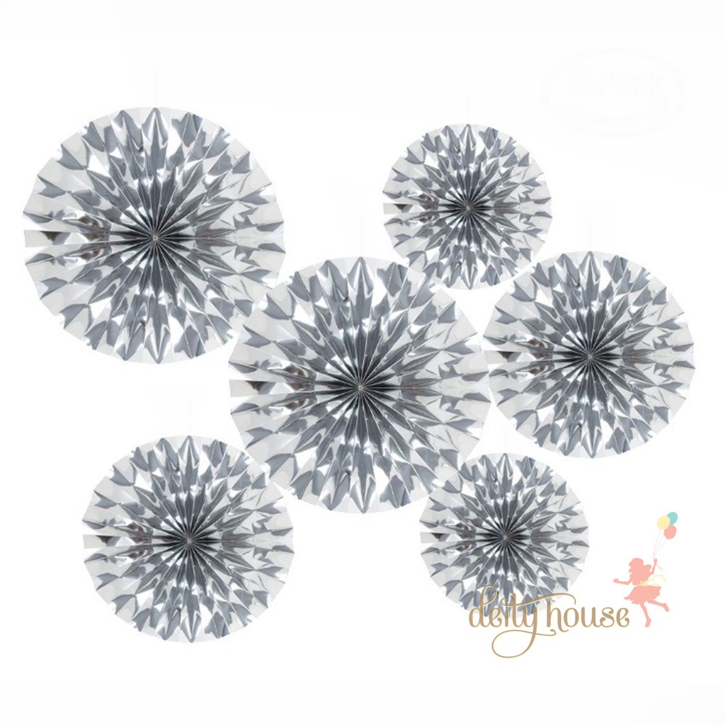

A SET OF PAPER FAN PINWHEEL - SILVER