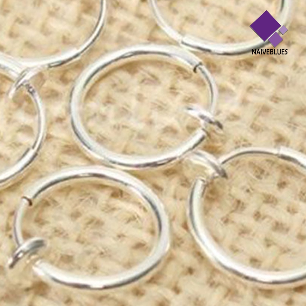 Naiveblue 8Pcs / Set Cincin Hidung Tanpa Tindik Bahan Stainless Steel Untuk Pria