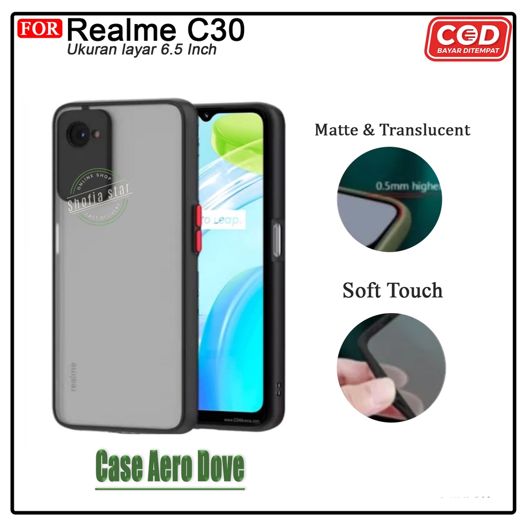 Case Armor Realme C30 Softcase Aero Dove Black Transparan Protect Camera Premium Casing